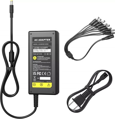 DC 12V 5A Power Supply Adapter & 8 Splitter Cable for Security Camera CCTV DVR