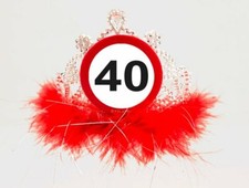 Traffic Sign 40th Tiara with Feathers