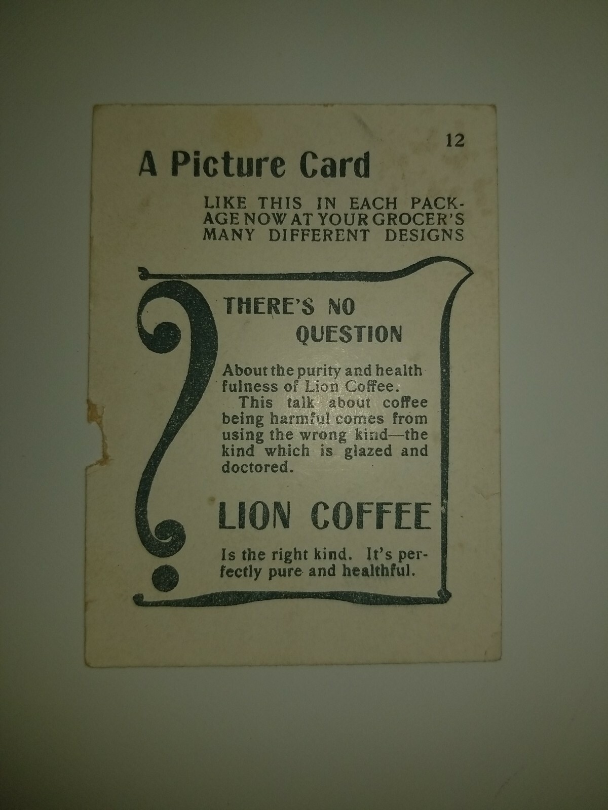 Vintage Lion Coffee Trade Card, Victorian Boy Victorian Man