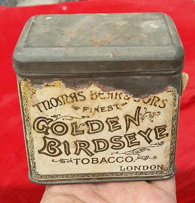 1930er Vintage Thomas Bear & Sons Golden Birdseye Tabakwerbung Blechdose England