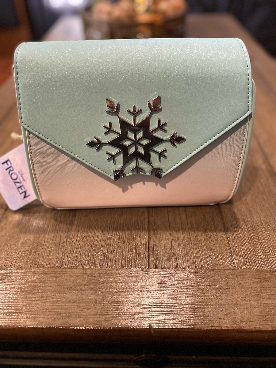 【Launge Fly】Exclusive-Elsa flake Glitter Crossbody Bag Loungefly Disney Frozen Elsa Snowflake Glitter Crossbody Bag