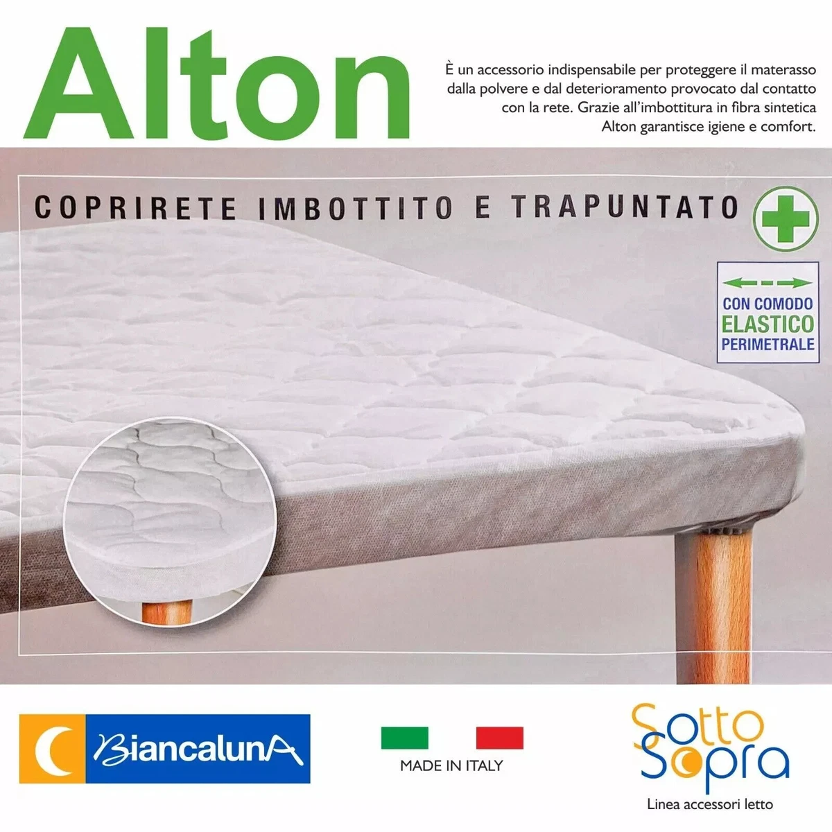 Coprirete Coprimaterasso Trapuntato Anallergico Con Elastici Agli Angoli Made Italy