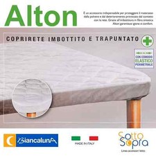 COPRIRETE IMBOTTITO e TRAPUNTATO con ELASTICO PERIMETRALE ed ANGOLI -BIANCALUNA-