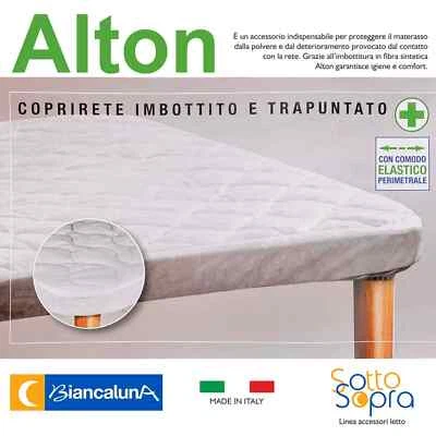 COPRIRETE IMBOTTITO e TRAPUNTATO con ELASTICO PERIMETRALE ed ANGOLI -BIANCALUNA-