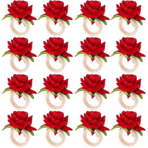 4 Count Rose Napkin Rings Mother Miss Buckle Valentine's Day Love