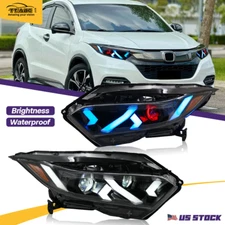 Pair LED Headlights For 2019 2022 Honda HRV HR-V w/Red Eye Headlamp DRL Assembly