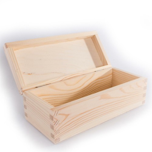 Oblong Rectangular Wooden Box with Lid | 23 x 10 x 8 cm | Plain Decorative Pine - Picture 7 of 10