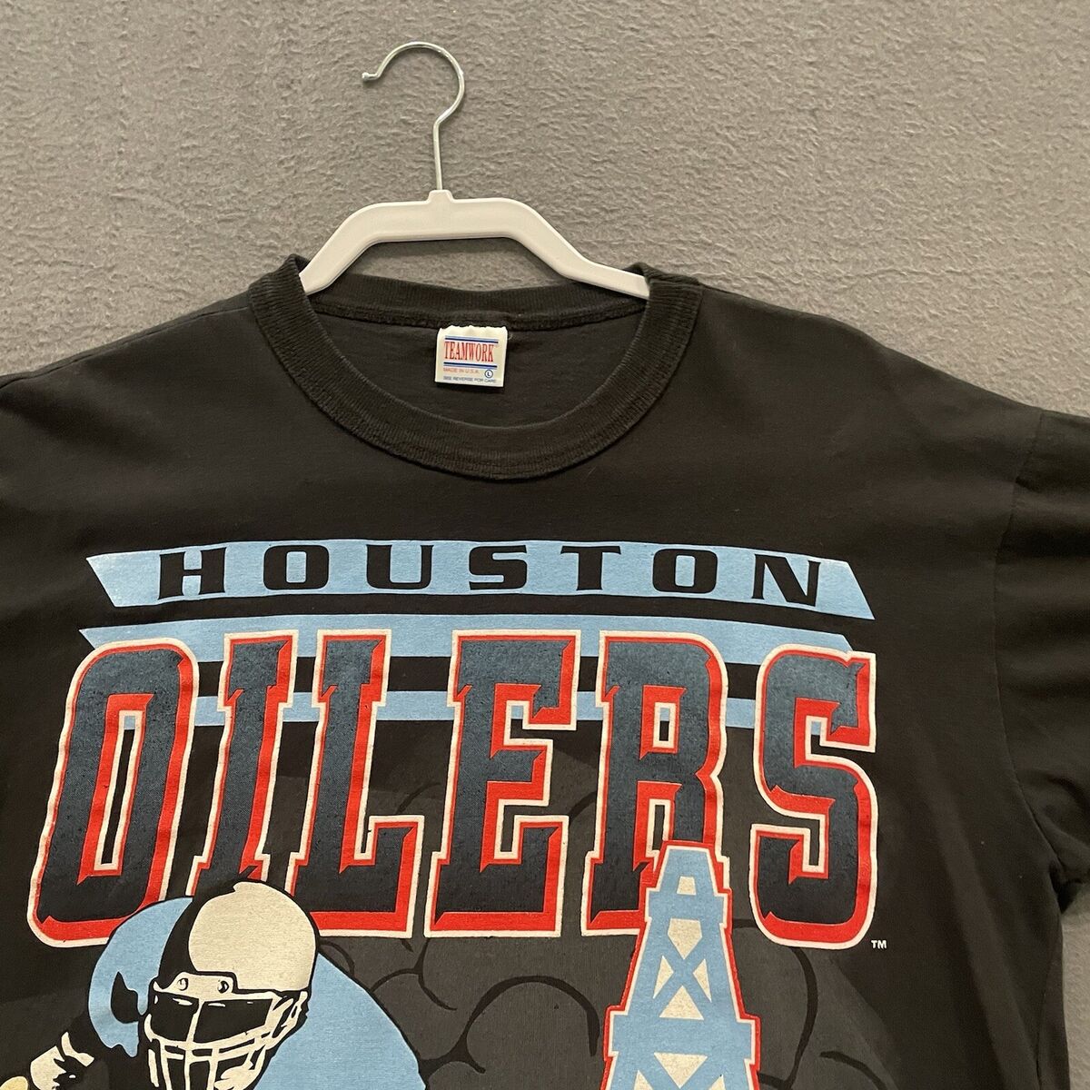 Vintage Houston Oilers Shirt Mens Large AOP Single Stitch Vintage Houston Oilers Shirt Mens Large AOP Single Stitch