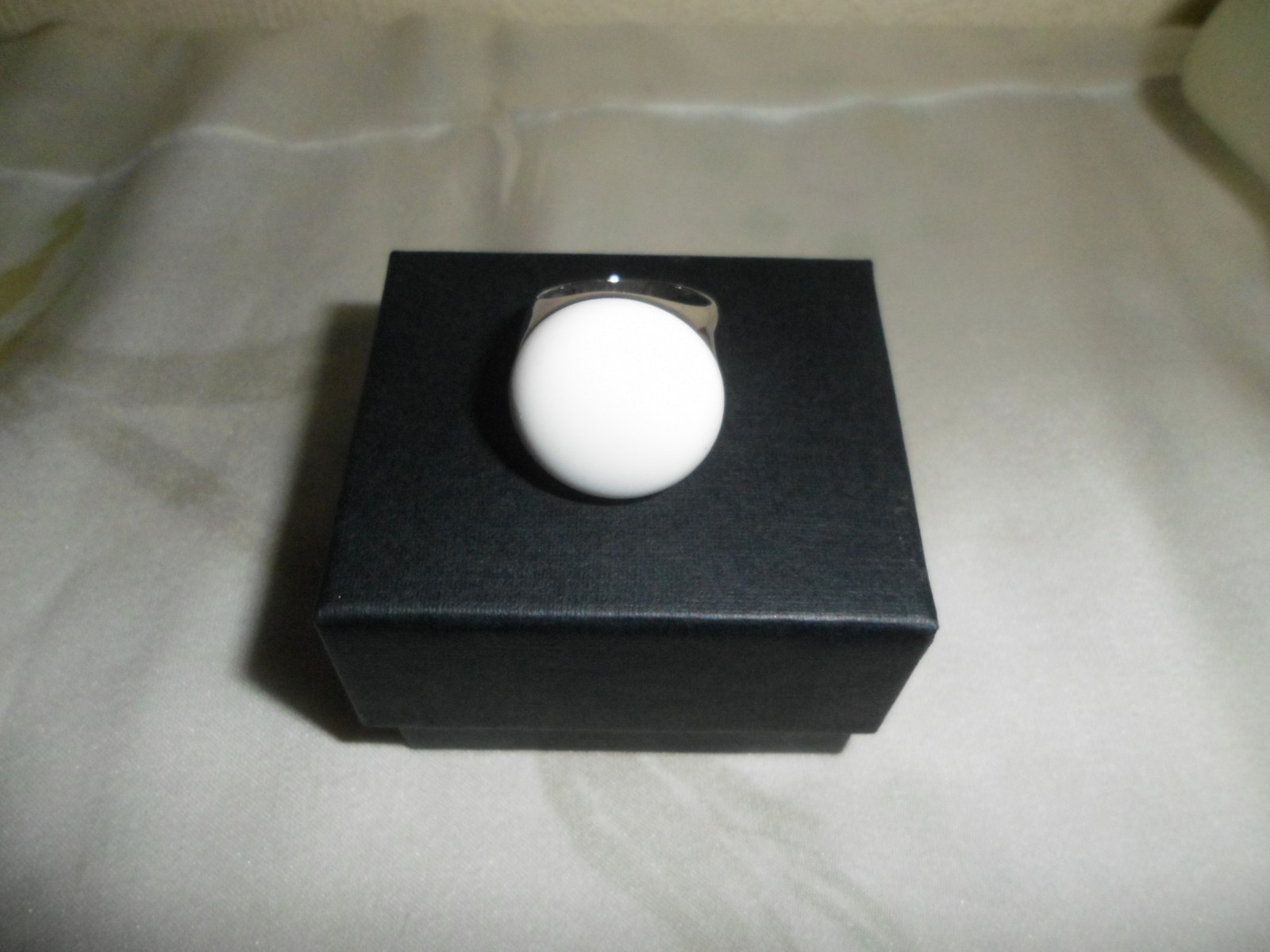 Bague agate blanche et argent 925 rhodié éclatant, joaillerie chic taille 51 - 2