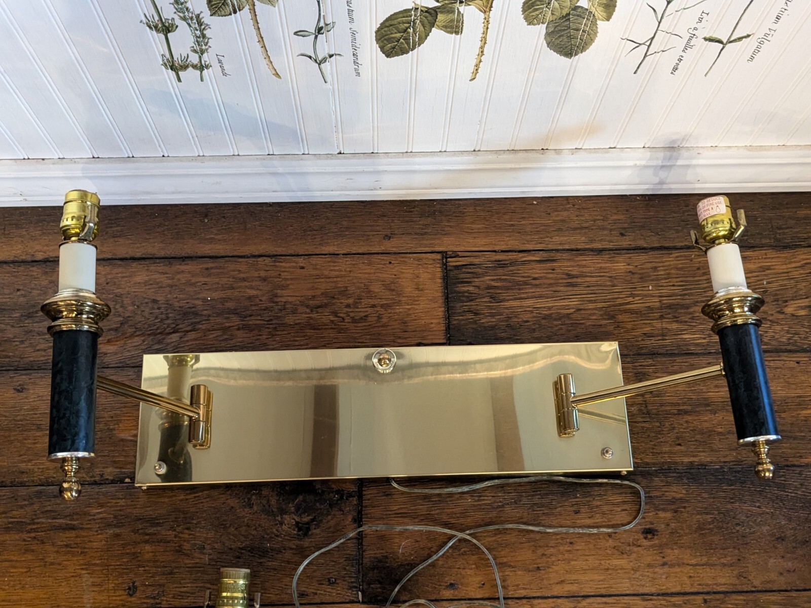 Mid Century Modern Brass Double Lamp Wall Sconce NOS 80s Hollywood Regency rare