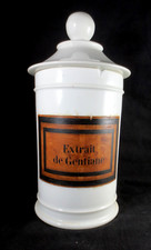 Pot à Pharmacie porcelaine  " Extrait de Gentiane " étiquette papier - 1920