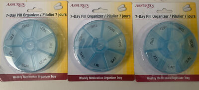 (3 Packs ) Assured 7 day pill organizer Blue  From Your Amazing eBay Seller