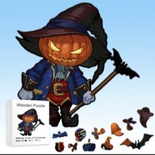 Halloween Night Pumpkin Wooden Puzzles, Irregular Shaped Puzzle, Creative Gift