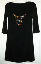 NEW Club Dance Junior Girl Black Sexy Mini Dress Scoopneck Colored Bright Stones