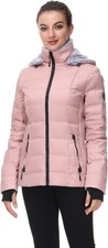 Slow Down Women Down Puffer Jacket With Hood Hooded Winter Down Puffer Coat For