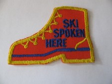 VTG  SKI SPOKEN HERE SKIING   3" PATCH SEW ON NEW NOS LOWEST PRICE ON EBAY