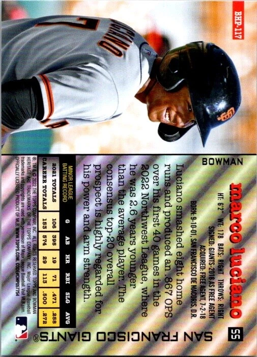 2022 Bowman Heritage Marco Luciano San Francisco Giants - Image 2 of 2