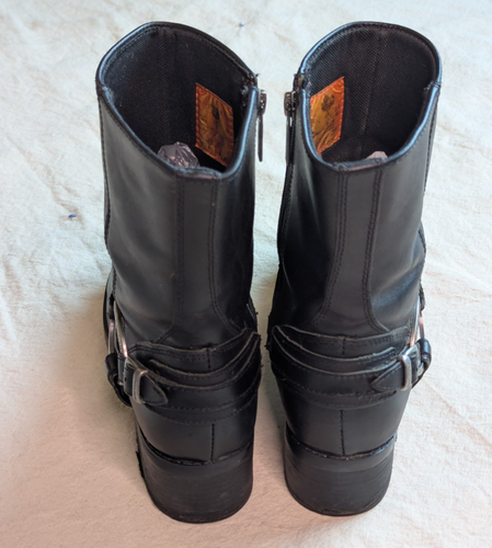 Stivali da motociclista casual Harley Davidson donna Christa neri in pelle imbracatura zip 9 - Foto 5 di 12