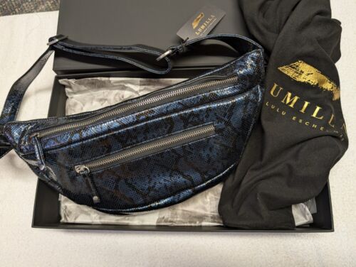 Lumilla by Lulu Eschelman Blue & Black Snakeskin Cross-Body Purse NWT