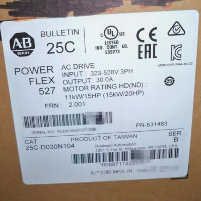 NEW 25C-D030N104 AB PowerFlex 527 15kW /0Hp AC Drive 25C-D030N104