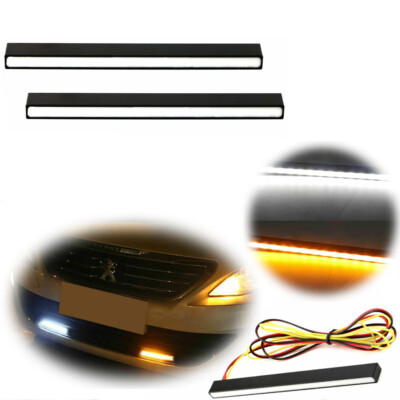 2XUltra Slim Switchback White/Amber Lights LED Daytime Running Fog Lamps DRL Kit