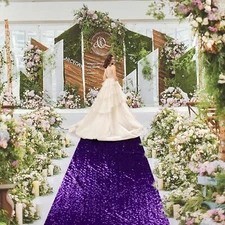 White Sequin Wedding Aisle Runner 2'x15' Sparkly Carpet for Ceremonies & Events