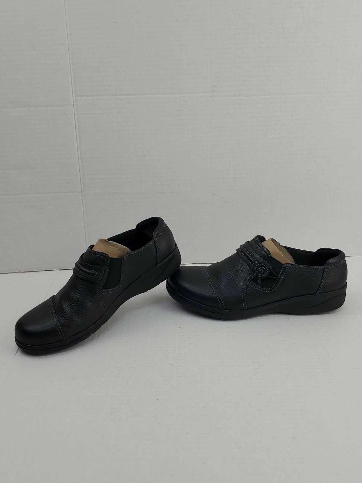 Clarks Collection Ballerine da donna Cheyn Madi in pelle nere taglia 6 1 2 W *EUC