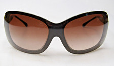 Chanel Black Brown Shield Sunglasses Gold Visor Mask Wrap Studs 6036 C 622/3B