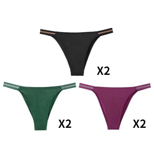 6 Pack Lurex Edge Women's Panties Lot Bikini Sexy Underwear Briefs 6