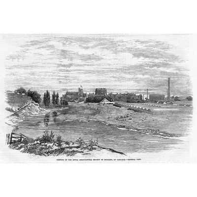 CARLISLE Gesamtansicht der Stadt - antiker Druck 1855