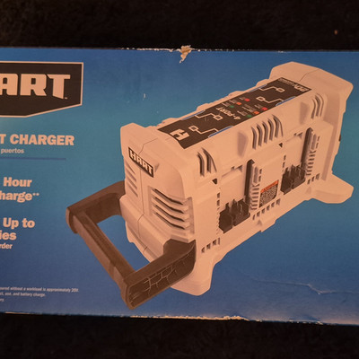 HART 20V 4-Port Battery Charger, Charges 4 at Once, White, HPCG04