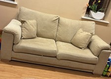 Three Seater Sofa Cream Fully Detachable  Cover Cushions £50