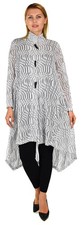 NWT Made in USA Black & White Abstract Wave Print High-Low Tunic Jacket Top