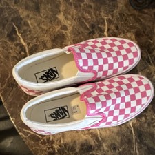VANS Pink White Checkerboard Slip-On Shoes Unisex Kids Size 6.5 New with Box