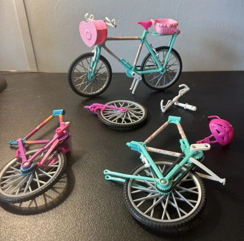 Vintage Mattel Barbie Bicycles 3, One complete, two for parts, see description