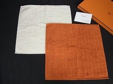 HERMES Stairs 100 Cotton Hand Towels Set of 2 Ivory Orange FD2767