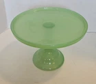 Vintage Mosser Jadeite Glass Cake Stand 10" Pedestal Plate Green Milk Glass