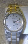 Seiko SQ Quartz Watch Men 5H23-8A6H Grey Gold Day Date New Bat Works Great