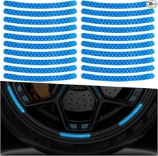 20PCS Car Wheel Stripe Reflective Stickers, Anti-Scratch Rim D Color: Sky Blue