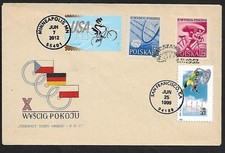 POLAND TO US PERFIN STAMPS MIXED FRANKING ON ILLUSTRATED FIRST DAY COVER 1957