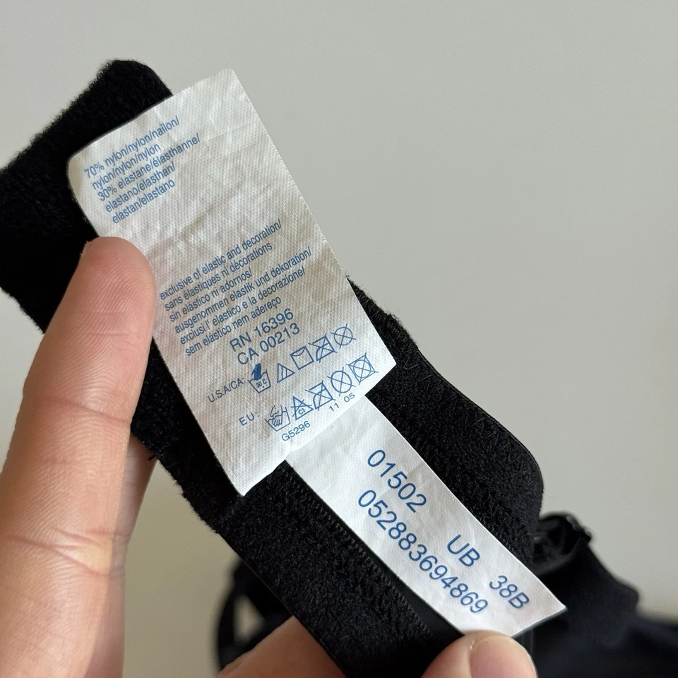 复古 Warners 无内衬 T 恤文胸 38B 码黑色钢圈经典中性色 — 第 4/4 张图片