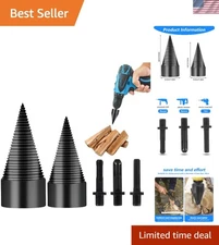 High Carbon Steel Firewood Splitter Drill Bits - 2-Pack for Easy Wood Splitting