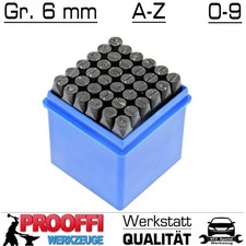 36-tlg Schlag Buchstaben Zahlen 6mm Punzier Eisen Gravur Präge Stempel A-Z / 0-9