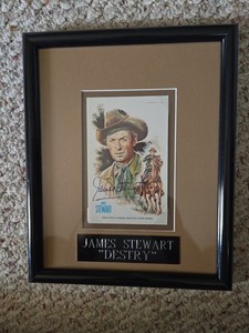 Jimmy Stewart  ' FILM-STAGE-TV  '  Framed Signed In Person 9x11  Western Card.