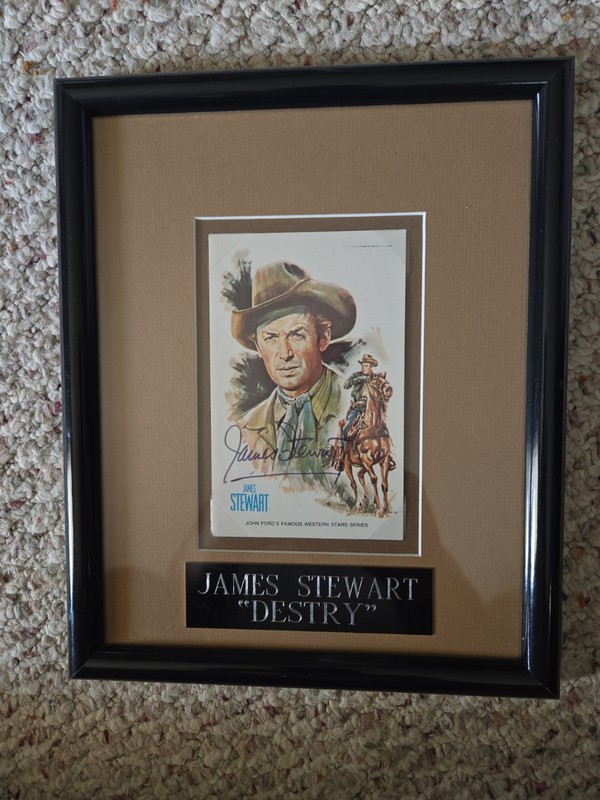 Jimmy Stewart  ' FILM-STAGE-TV  '  Framed Signed In Person 9x11  Western Card.
