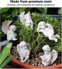 Small Angel Garden Stakes, 5PCS Cherubs Angels Resin Garden Statue Figurine Flow