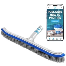 Pool Brush 18-inch Extra-Wide Metal Brush Head with Stainless Steel Wire Bristle