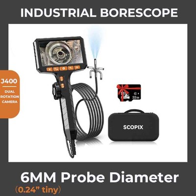 2026 Dual-Rotated 6mm Digital Endoscope Inspection Camera 1080p HD Borescope Car