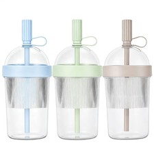 Reusable Coffee Cups 17oz Beverage Tumbler with Lid Straw for Women Men...