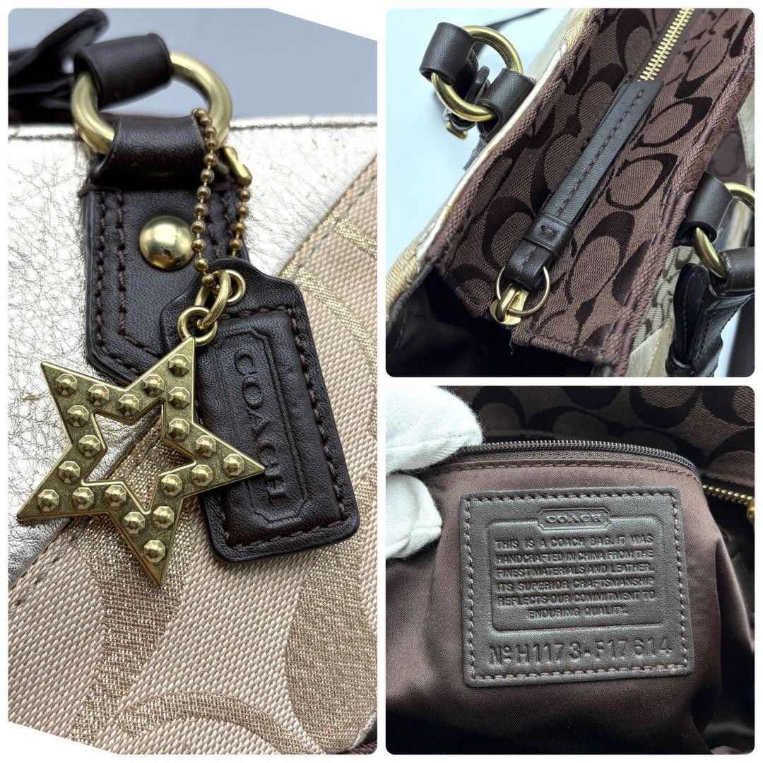 COACH Tote Bag Patchwork Suede Leather Brown  ◯ A… - image 18